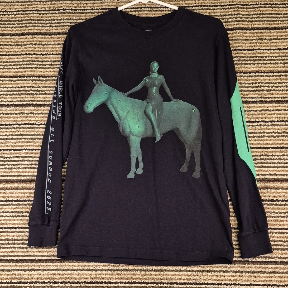 BEYONCE RWT 2023 Black Green Renaissance World Tour Mens Small Long Sleeve Shirt